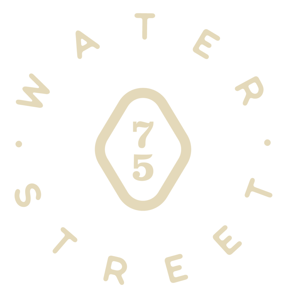 logo with the address of 75 water street