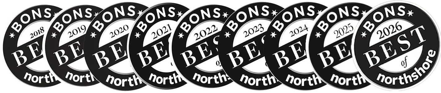 image of best of northshore logos from northshore magazine, for the years of 2018, 2019, 2020, 2021, 2022, 2023, 2024, 2025 & 2026